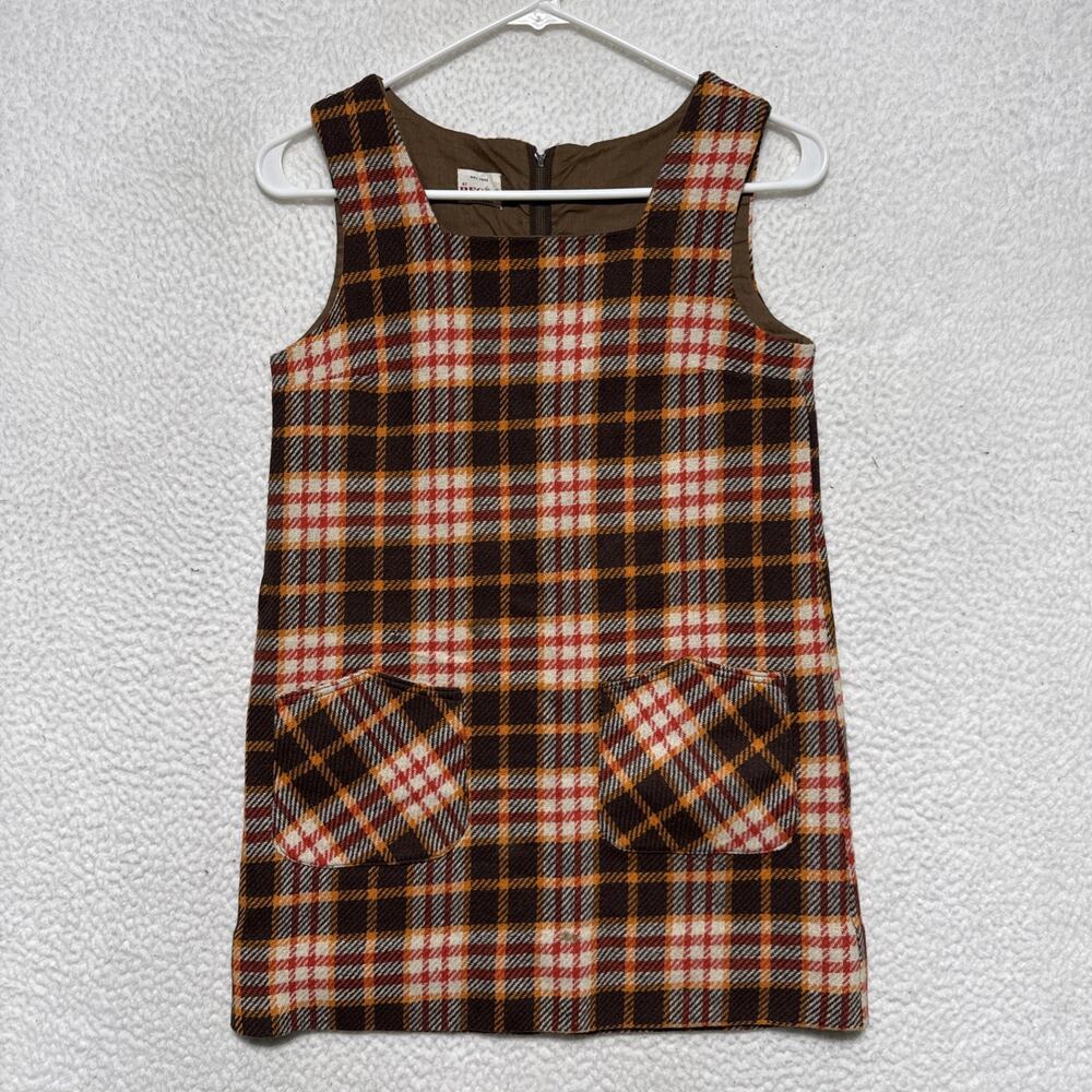 Vintage70’s Regal Tartan Plaid Wool Jumper Dress Women’s Size Small